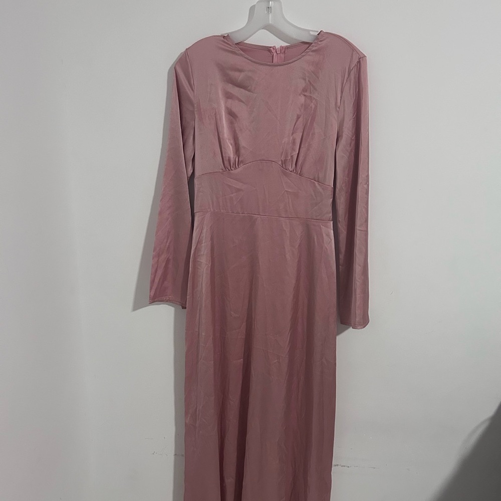 Elegant Pink Long Sleeve Dress